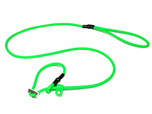 Mystique® Biothane Moxonleine Retrieverleine 6mm mit Zugbegrenzung (150cm, neon grün) von Mystique
