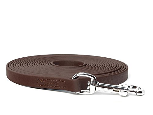 Mystique® Biothane Schleppleine 13mm vernäht mit HS Standard Karabiner beta braun 7,5m von Mystique