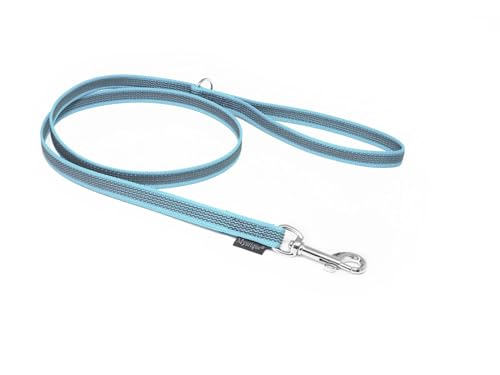 Mystique® Gummierte Leine 12mm mit Handschlaufe Standard Karabiner hellblau 1,2m von Mystique