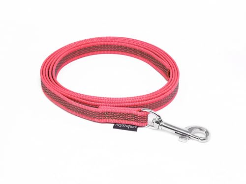 Mystique® Gummierte Leine 12mm ohne Handschlaufe Standard Karabiner neon pink 3m von Mystique