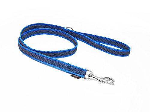 Mystique® Gummierte Leine 20mm mit Handschlaufe Standard Karabiner blau 1,2m von Mystique