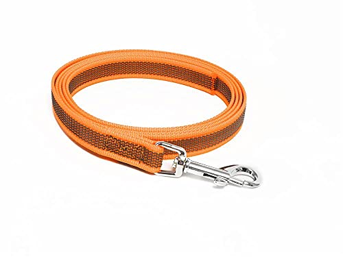 Mystique® Gummierte Leine 20mm mit Handschlaufe Standard Karabiner neon orange 3m von Mystique