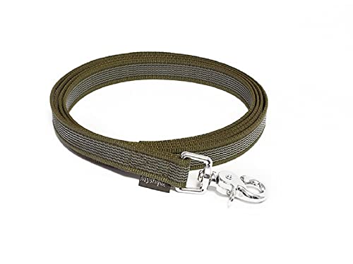 Mystique® Gummierte Leine 20mm ohne Handschlaufe Scherenkarabinerhaken (1m, Khaki) von Mystique