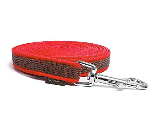 Mystique® Gummierte Schleppleine 12mm mit Handschlaufe Standard Karabiner rot 7,5m von Mystique