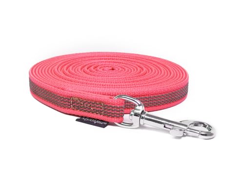 Mystique® Gummierte Schleppleine 12mm ohne Handschlaufe Standard Karabiner neon pink 15m von Mystique