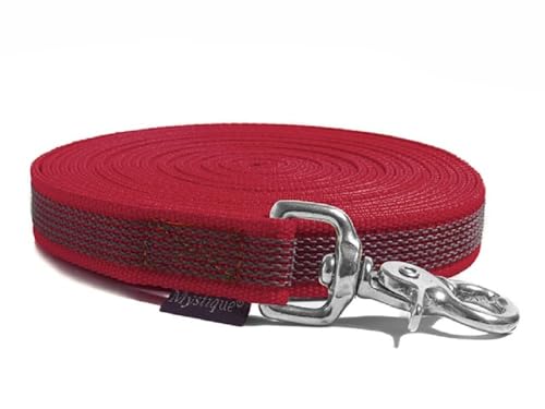 Mystique® Gummierte Schleppleine 20mm mit HS rostfreiem Scherenkarabinerhaken weinrot 20m von Mystique