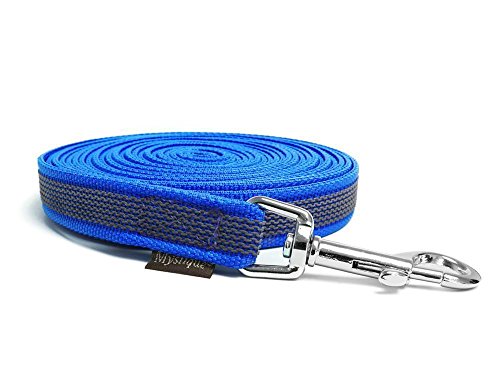 Mystique® Gummierte Schleppleine 20mm mit Handschlaufe Standard Karabiner blau 5m von Mystique