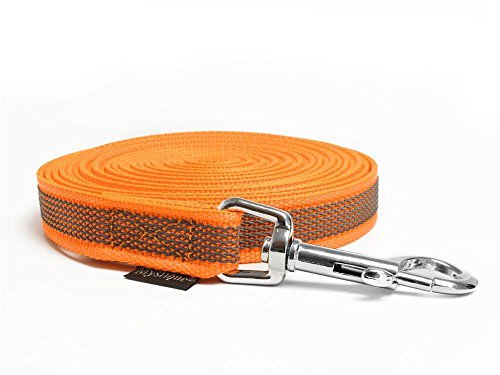 Mystique® Gummierte Schleppleine 20mm mit Handschlaufe Standard Karabiner neon orange 10m von Mystique