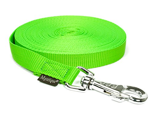 Mystique® Nylon Schleppleine 20mm neongrün 50m robust Karabinerhaken mit HS von Mystique