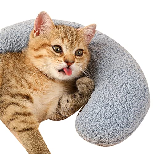 N/A/A Halbes Krapfen-Katzen-und Hundekissen Kissen - Weiches Katzenkissen Bettkissen - Ultraweiches, Flauschiges Haustier-Beruhigungsspielzeug für kleine, mittelgroße Katzenkätzchen, das Schlafen von N/A/A