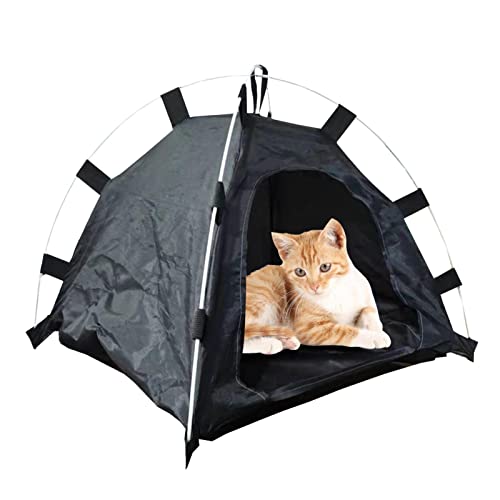 N/A/A Haustier-Tipi-Zelt für den Außenbereich, tragbar, zusammenklappbar, Haustier-Tipi, wasserdicht, für drinnen und draußen, Tipi, Katzenbett für Mini-Bett, Schwarz von N/A/A