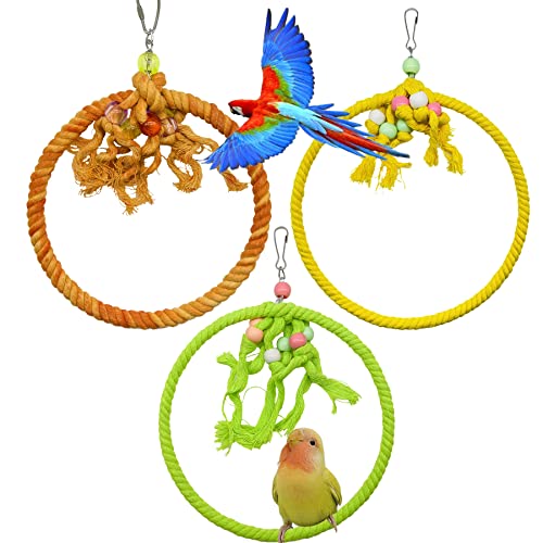 Allazone 3 Stück Baumwollseil Ring Schaukel, 23cm Sitzstangen für Vögel, Vögel Spielzeug Vogel Papagei Schaukel Spielzeug für Vogelkäfig Garten und Fenster Allazone 3 Stück Baumwollseil Ring Schaukel, 23cm Sitzstangen für Vögel, Vögel Spielzeug Vogel Papagei Schaukel Spielzeug für Vogelkäfig Garten und Fenster von Allazone