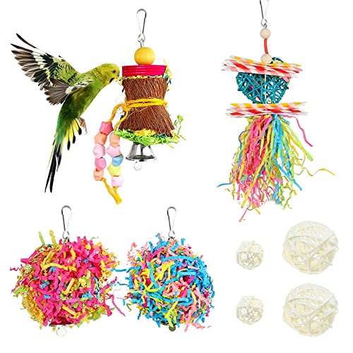 Allazone 8 Stück Vogel Kauspielzeug, Kauspielzeug für Kleine Papageien, Vogelspielzeug für Papageien, Vogelschaukel zum Aufhängen für Vögel Spielzeug Schaukel von Allazone