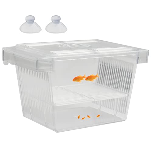 Aquarium-Isolationsbox Aufzuchtbecken Acryl Doppelschicht Fisch Aufzuchttank Zuchtisolationsbox Aquarium Brutkasten Inkubator Box 12x7x7cm Multifunktional Zuchtbecken Aufzuchtbehälter von N\A
