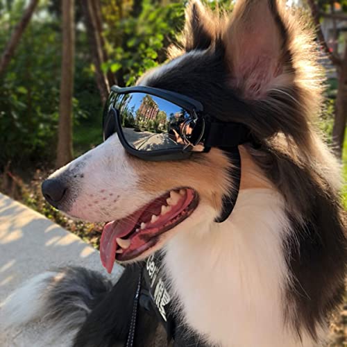 Große Hundebrille, Augen-Sonnenbrille, winddicht, Anti-Staub, Reisen, Ski, Anti-Beschlag, Haustierbrille, verstellbar für mittelgroße und große Hunde von N\\A