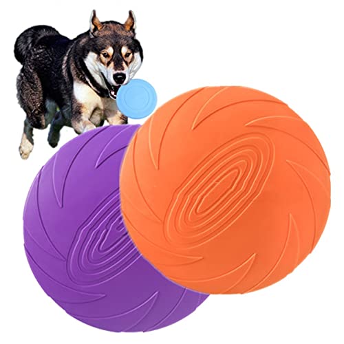 Hunde-Frisbee, fliegende Untertasse, fliegende Scheibe zum Werfen, Spielzeug, weiches Gummi, Kaubissen für das Training großer und mittlerer Hunde, 2 Stück von N\A