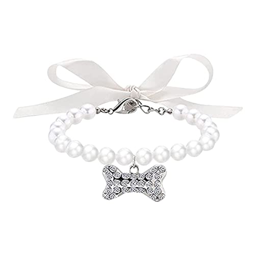Hunde-Perlen-Halsbänder, Haustier-Perlen-Halskette, ausgefallene Perlen, Kristall-Hunde-Halskette, Kristall-Strasssteine, Perlen-Anhänger, Hundehalsband, für Haustier-Dekoration von N\A