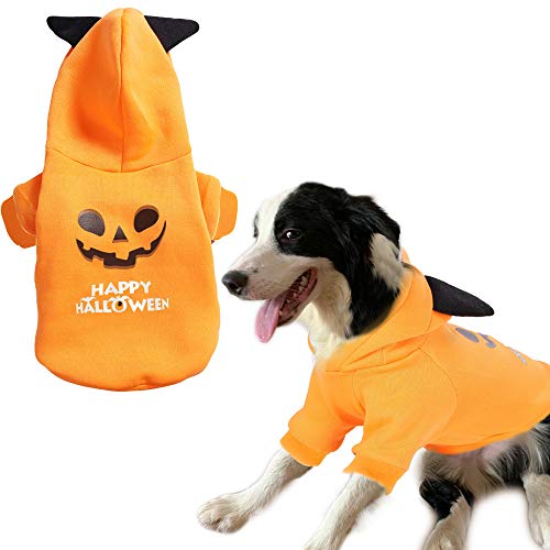 PAPIEEED Halloween-Kürbis-Haustier-Kapuzen-Kostüme für Hund, Katze, Hund, Outfit, Kleidung für Urlaub, Festival, Party, Cosplay von PAPIEEED
