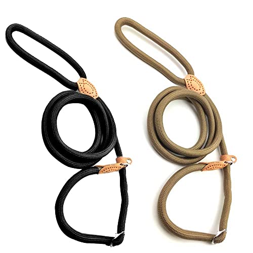 NA 2 Stück Retrieverleinen für kleine Hunde, Hundeleine, langlebig, verstellbar, Nylon-Trainingsleine für kleine und mittelgroße Hunde, Khaki/schwarz NA 2 Stück Retrieverleinen für kleine Hunde, Hundeleine, langlebig, verstellbar, Nylon-Trainingsleine für kleine und mittelgroße Hunde, Khaki/schwarz von N\A