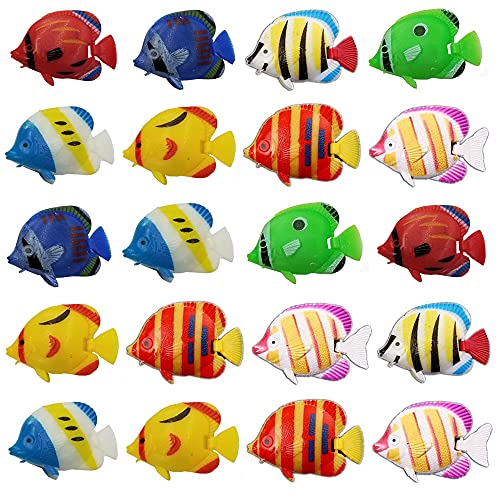 NA 20 Stück künstliche bewegliche Fische lebensechte Fische Ornament künstliche tropische Fische Kunststoff schwimmende Fische für Aquarium Dekoration von N\A