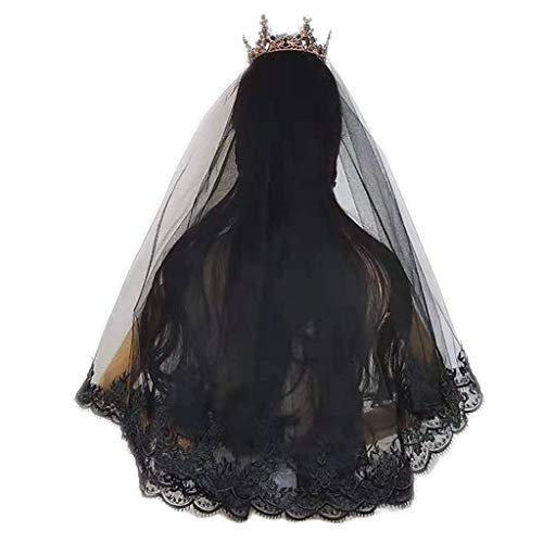 NA Yinuiousory Halloween-Kostüm, einlagig, für Frauen und Mädchen, Mantilla, schwarz, Hochzeitsschleier, Stickerei, Wimpern, florales Spitzenbesatz, Halloween, Cosplay-Kostüm NA Yinuiousory Halloween-Kostüm, einlagig, für Frauen und Mädchen, Mantilla, schwarz, Hochzeitsschleier, Stickerei, Wimpern, florales Spitzenbesatz, Halloween, Cosplay-Kostüm von N\A