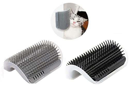 NA ZHTH 2er-Pack Katzen Eckmassagekamm Fellpflegebürste Werkzeug für Kätzchen Welpen (1 schwarz/1 grau) von N\\A