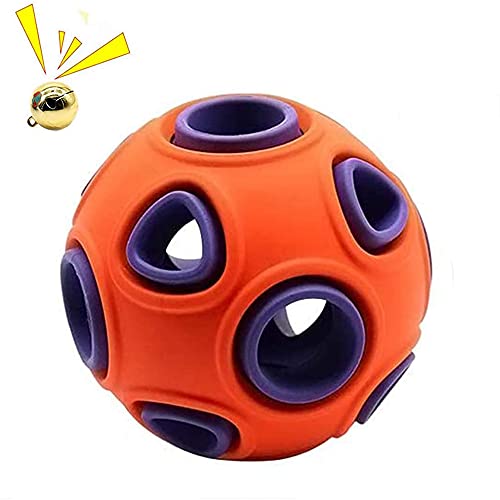 Rubber Ball Dog,Dog Toothbrush Chew Toy, Interactive Toy for Dogs,Interactive Dog Toy with Small Bell, IQ Treat Ball Puzzle Toy (2in, Orange) von N\A