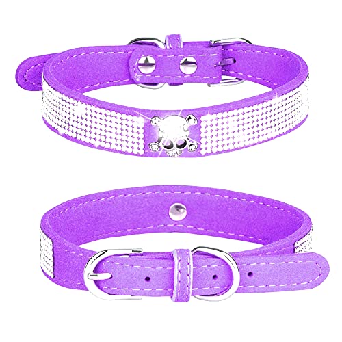 StrassHundehalsband, niedlich, schillernd, funkelnd, weiches Wildleder, verstellbar, für Haustiere, Hunde, Katzen, Kristalldiamant, für Welpen, kleine, mittelgroße und große Hunde (XS: 2127 cm, von N\A