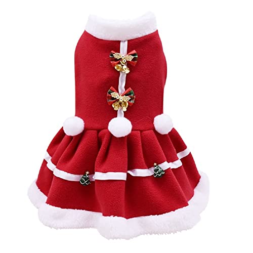 Weihnachtskostüm für Hunde und Mädchen, mit Fleece-Rock, für Herbst und Winter, warm, Rot, Größe XL von N\\A