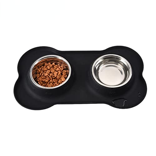 NB Silikon-Doppelnapf für Hunde, FDA, lebensmittelechtes Silikonband, Edelstahl, 36 x 21 cm von N\B