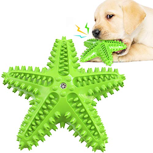 Kauspielzeug für Hunde, geeignet für aggressives Kauen, große Hunde, quietschend sprechende Hundespielzeuge, aus Gummi, unzerstörbar, hartnäckige Zahnreinigung, geeignet für kleine Hunde (grün) von N\C