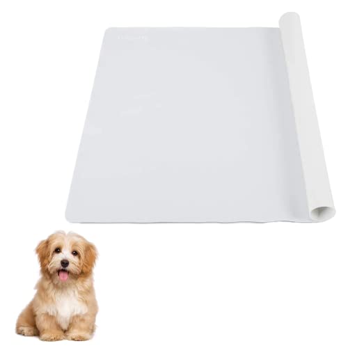 LONGFITE 60 x 50 cm Extra Große Silikon-Futtermatte, Rutschfeste Napf-Matte, Wasserdichte Futtermatte für Hunde und Katzen, Antihaftbeschichtet, Rutschfest und Hitzebeständig (Extra groß Grau) von N\C