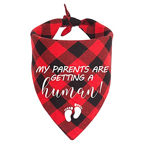 MaySunset Hundehalstücher mit Aufschrift "My Parents are Getting A Human", Rot kariert von N\C