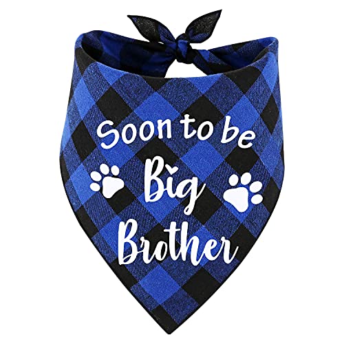 MaySunset Soon to Be Big Brother Hundehalstücher, blau kariert, Gender offenbart Hunde-Schal, Foto-Requisite, Hundebesitzer Geschenk von N\C