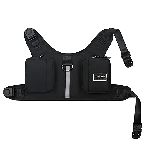 NC Hunde-Satteltaschen, strapazierfähiges Hundegeschirr, Rucksack mit reflektierendem Band, für Reisen, Camping, Wandern, mittelgroße und große Hunde (M, schwarz) von NC