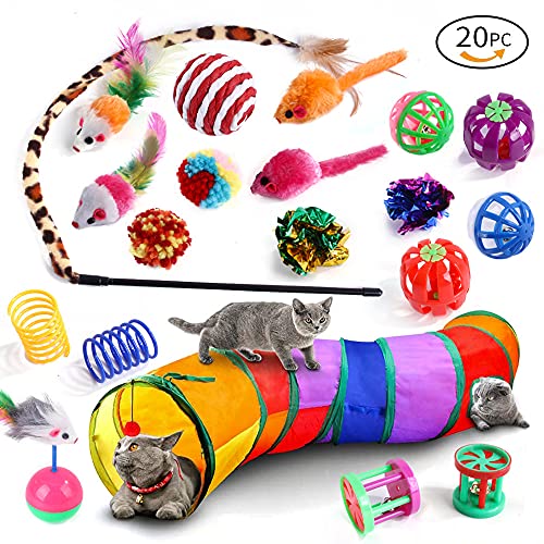 NC Weiqiao® 21-teiliges Katzenspielzeug mit Tunnel, Katzenspielzeug für Katzen und Katzen, Katzenspielzeug, Katzentunnel, Katzenspielzeug, Katzenspielzeug, Katzenspielzeug, Katzenspielzeug, (C) von N\C