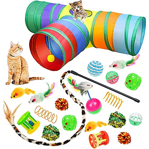 NC Weiqiao® 21-teiliges Katzenspielzeug mit Tunnel, Katzenspielzeug für Katzen und Katzen, Katzenspielzeug, Katzentunnel, Katzenspielzeug (D) von N\C