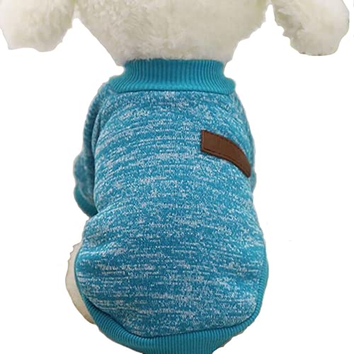 Welpen-Haustier-Pullover, Hund Katze Warmer Fleece-Haustiermantel für Welpen Blau L von N\C