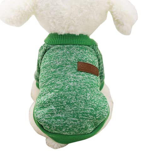 Welpen-Haustier-Pullover, Hund Katze Warmer Fleece-Haustiermantel für Welpen Grün L von N\C