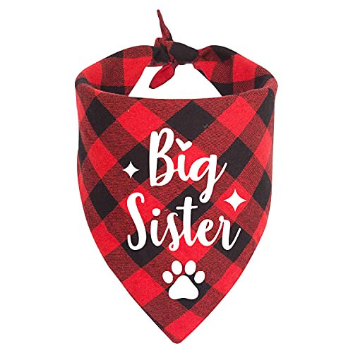 YHTWIN Hundehalstücher mit Aufschrift "Big Sister", Rot kariert von N\C