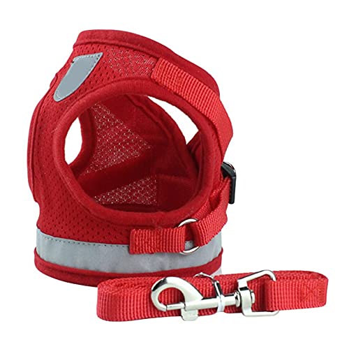 Hundegeschirr mit Leine, reflektierend, atmungsaktiv, verstellbar, personalisierbar, für kleine und mittelgroße Hunde, Größe XS, Rot Hundegeschirr mit Leine, reflektierend, atmungsaktiv, verstellbar, personalisierbar, für kleine und mittelgroße Hunde, Größe XS, Rot von N\O