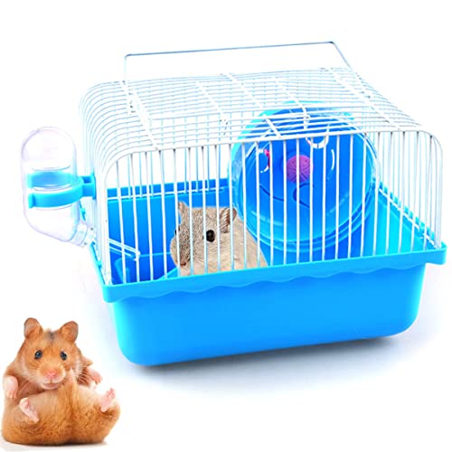 CHmiss Haustierhaus Villa,Hamsterkäfig Haustierhaus Tragbarer Käfig Kleintierkäfig für kleine Mäusekäfig mit viel Zubehör Wasserflasche,Rad zum Schiebe, für Mäuse und Kleine Tiere (23cmX17X15Cm) von CHmiss