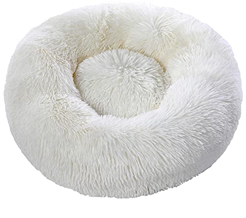 Übergroßes Hundebett rund waschbar Haustier Bett Winter Warm Schlafen Plüsch Hundehütte Katzenkissen Welpenkissen Hund Katze Supplies M Durchmesser 50cm Weiß von N\O