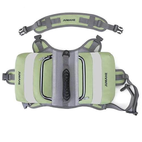 NP Hunde Satteltaschen Hundegeschirr Rucksack mit reflektierendem Band, Wasserdicht Verstellbar Kabelgeschirr Weste für Mittel Große Hunde für Wandern Reisen Camping (Grün) von N\P