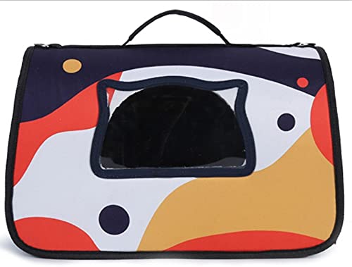 Atmungsaktive transparente Mehrfarbige Haustiertasche mit Netz-Design, seitlich offen, einschulterig, faltbare Tasche für Hunde und Katzen, Outdoor-Reisen (M 462721, dunkelblau) von N\W