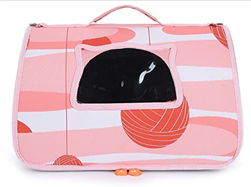 Atmungsaktive transparente Mehrfarbige Haustiertasche mit Netz-Design, seitlich offen, einschulterig, faltbare Tasche für Hunde und Katzen (M 462721, Pink) von N\W