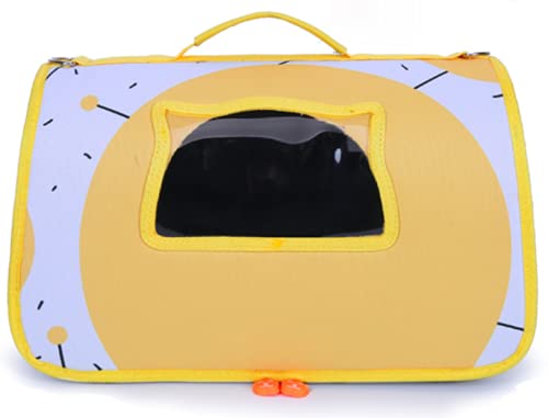 Atmungsaktive transparente Mehrfarbige Haustiertasche mit Netz-Design, seitlich offen, einzelne Schulter, faltbare Tasche für Hunde und Katzen (M 462721, Gelb) von N\W