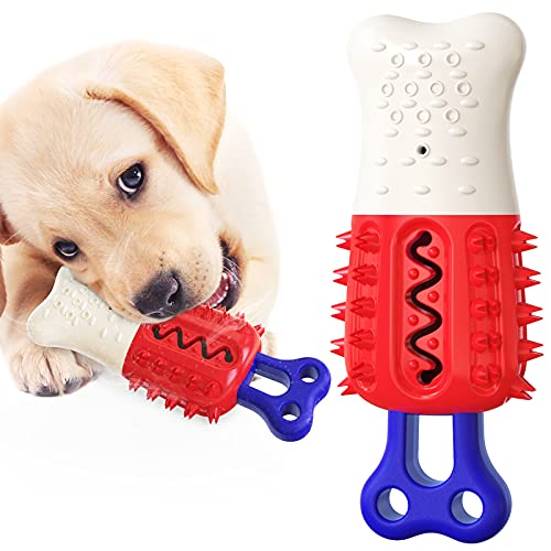 Haustier-Kauspielzeug für Molarrute, Zahnreinigungswerkzeug, Wasser eingegossen in gefrierbarer Kühlung und Abschreckung für Hunde und Welpen, Haustier-Eis am Stiel (rot) von N\W