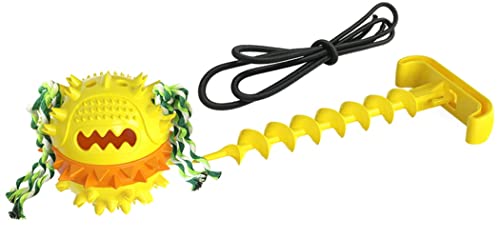 Hundespielzeug mit elastischem Seil für aggressive Kauer, Quietschspielzeug, Leckerbissen, Spielzeug für Hunde, Gelb von N\W