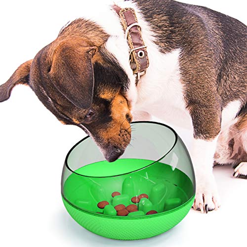 Kapselförmiger separater Hundenapf, geeignet für Hunde und Katzen, langsames Essen, solides und langlebiges gesundes Puzzle-Haustierprodukt (grün) von N\W